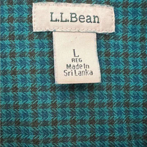 L.L.Bean Vintage Flannel Micro Plaid Teal Blue Large Women’s Shirt Shacket - Picture 2 of 16